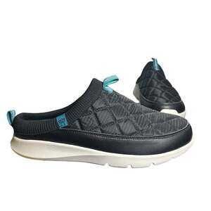 Spenco Cozy Quilted Slip-On Mule Sneakers Black Teal NWT Size 9 1/2